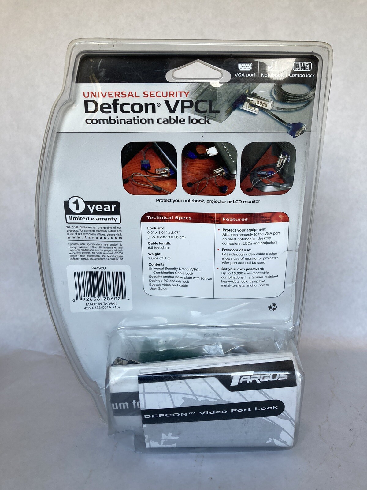 3 Targus Universal Security Defcon VPCL Combination Cable Lock - New