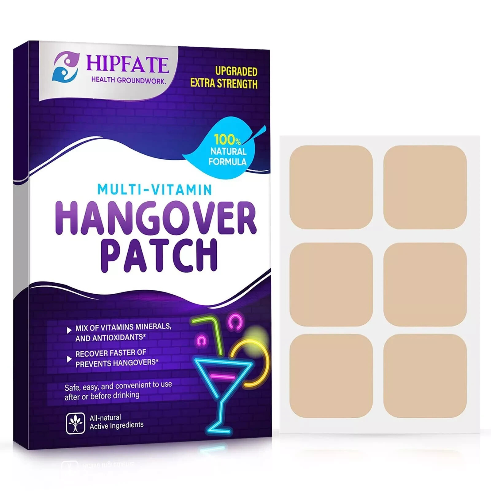 HIPFATE Hangover Relief Party Patches, Effective and Easy to Use, 48 count