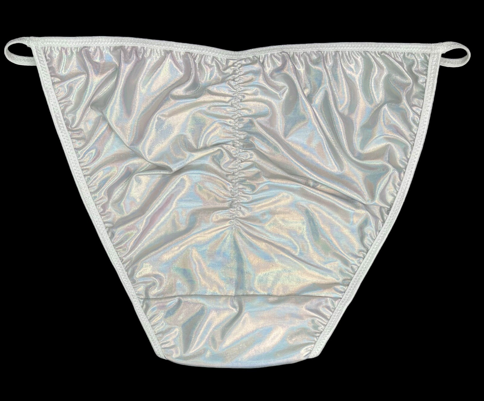 Satin String Bikini Scrunch Butt Holographic Foil L