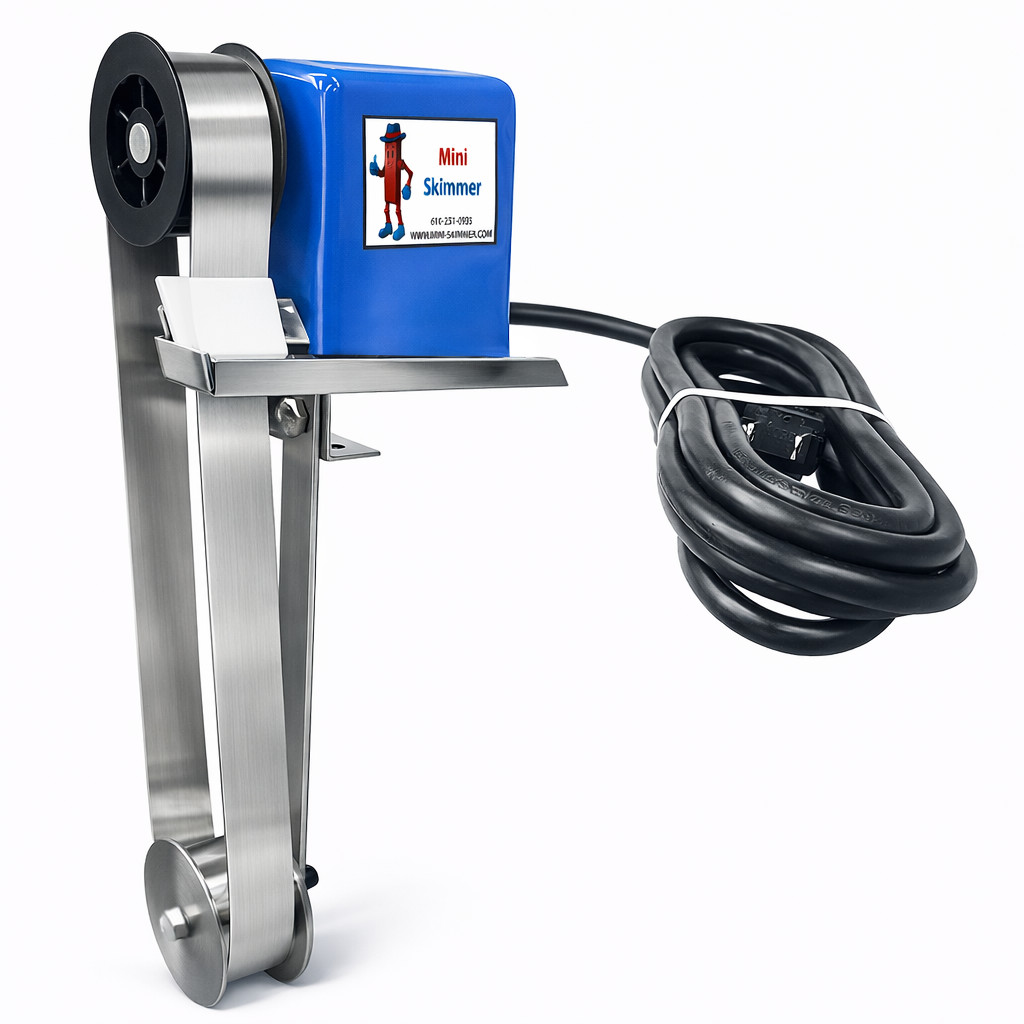 Mini Oil Skimmer Stainless Steel Belt 12" Reach, 30RPM Coolant Tank Parts Washer