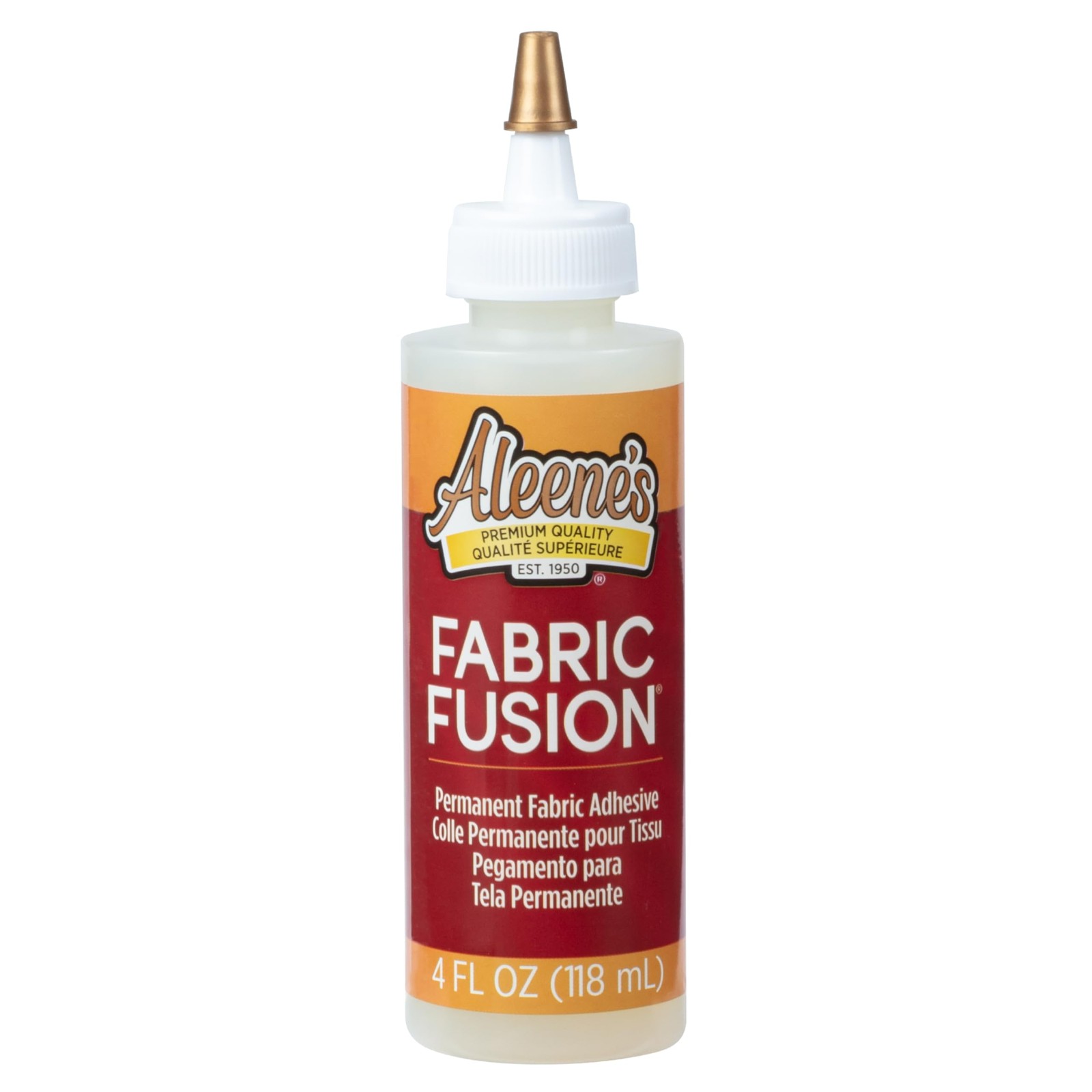 Aleene's Fabric Fusion Glue 4 oz, Permanent and 4 oz (Pack of 1), Clear