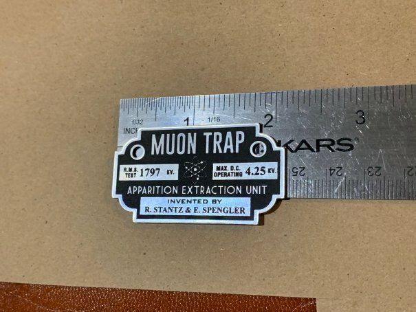 CUSTOM GHOSTBUSTERS MUON GHOST TRAP DATA PLATE PROP