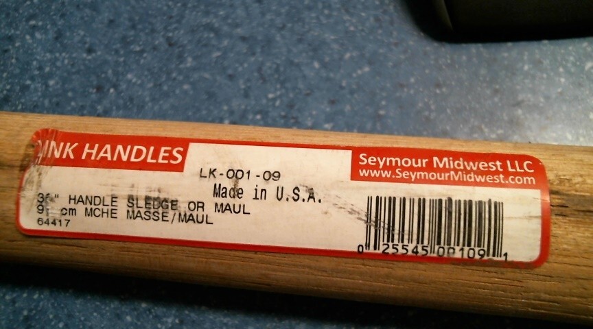 Seymour Midwest LLC LK-001-09, 36" Handle Sledge or Maul, Hickory, FREE SHIPPING