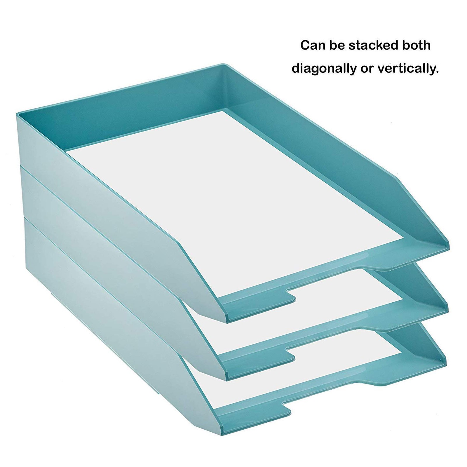 Stackable Letter Tray Front Load, Letter Size, Plastic, Solid Green Color, 1 ...