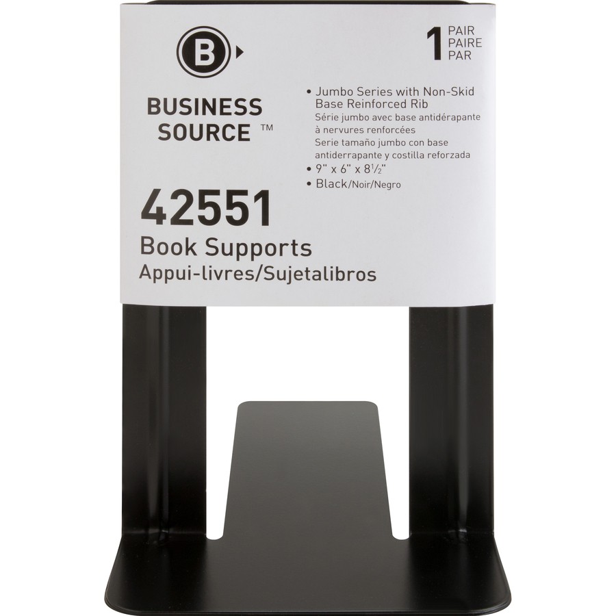 Business Source BSN42551 Book Supports Black Steel 8.5" Height