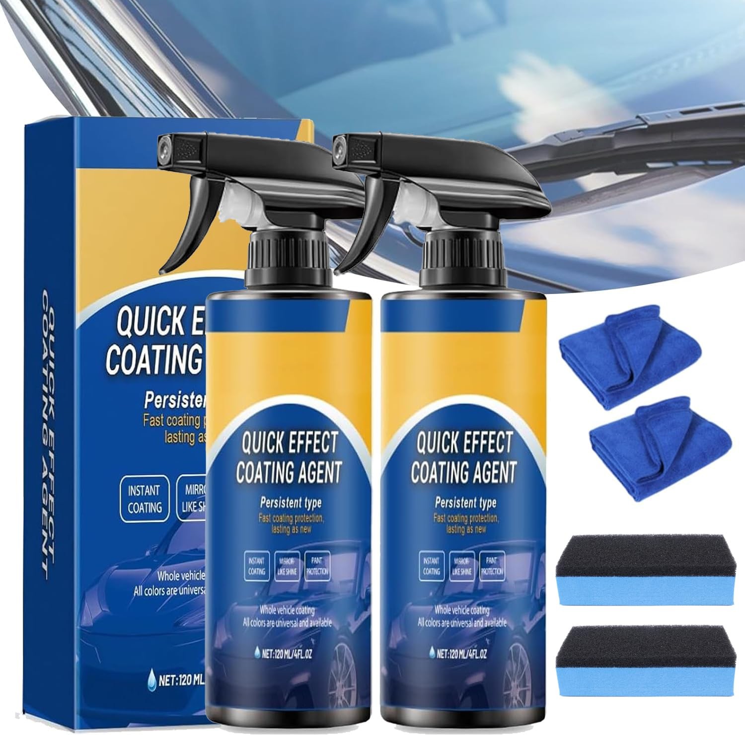 Quick Effect Car Coating Spray 2 Pack, Waterless Wash Polish, Paint 8 Fl Oz
