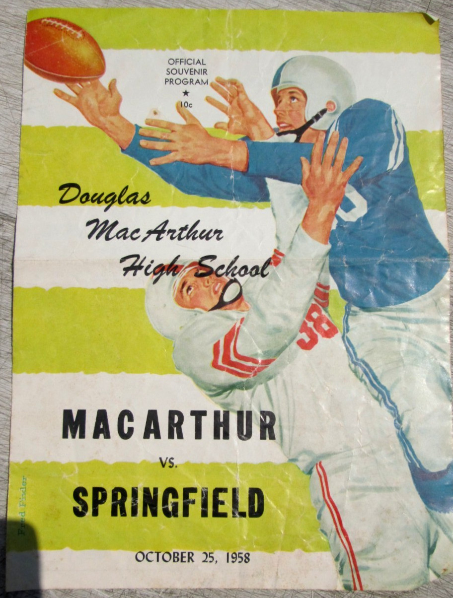 Douglas MacArthur High School Decatur Football Program 1958 vs. Springfield Il.