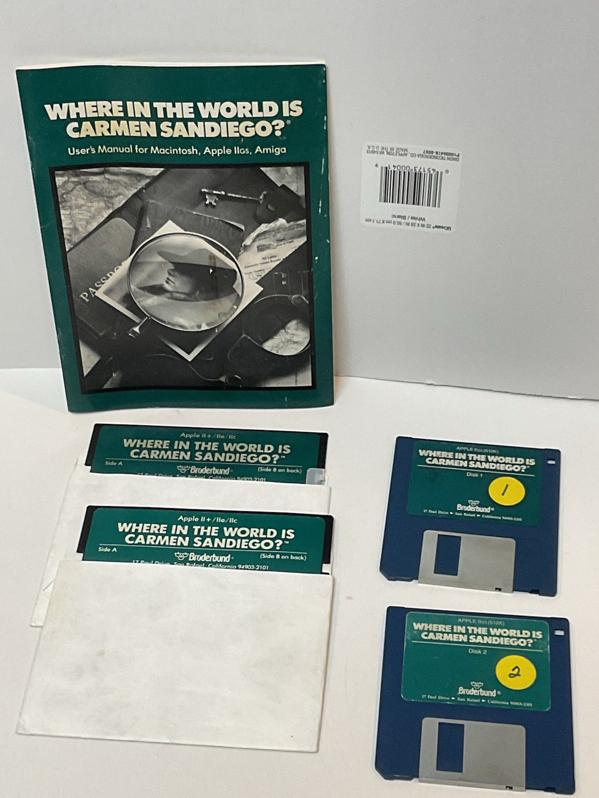 Vintage Apple II Where In The World is Carmen Sandiego 5.25 & 3.5 Media