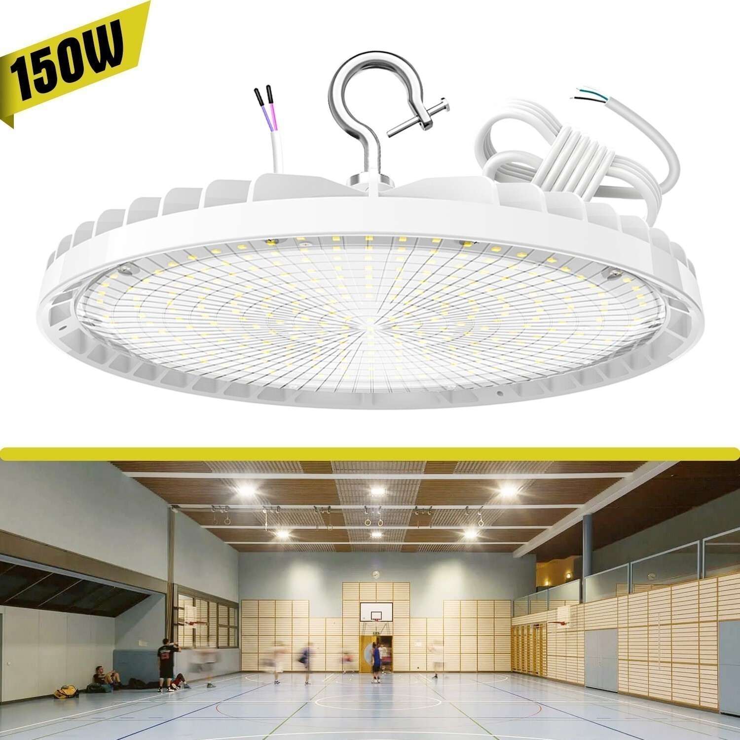 150W UFO LED High Bay Light Warehouse Commercial Gym Shop Lamp 22500LM Dimmable