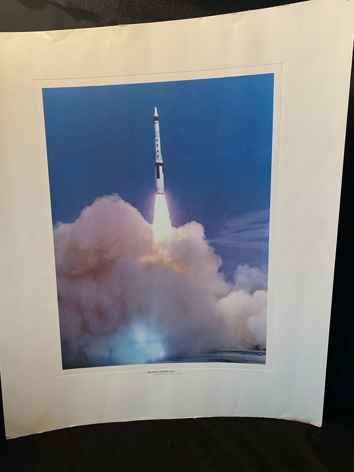 *Vtg Boeing First Flight Rocket Minuteman USAF US Air Force Poster Print
