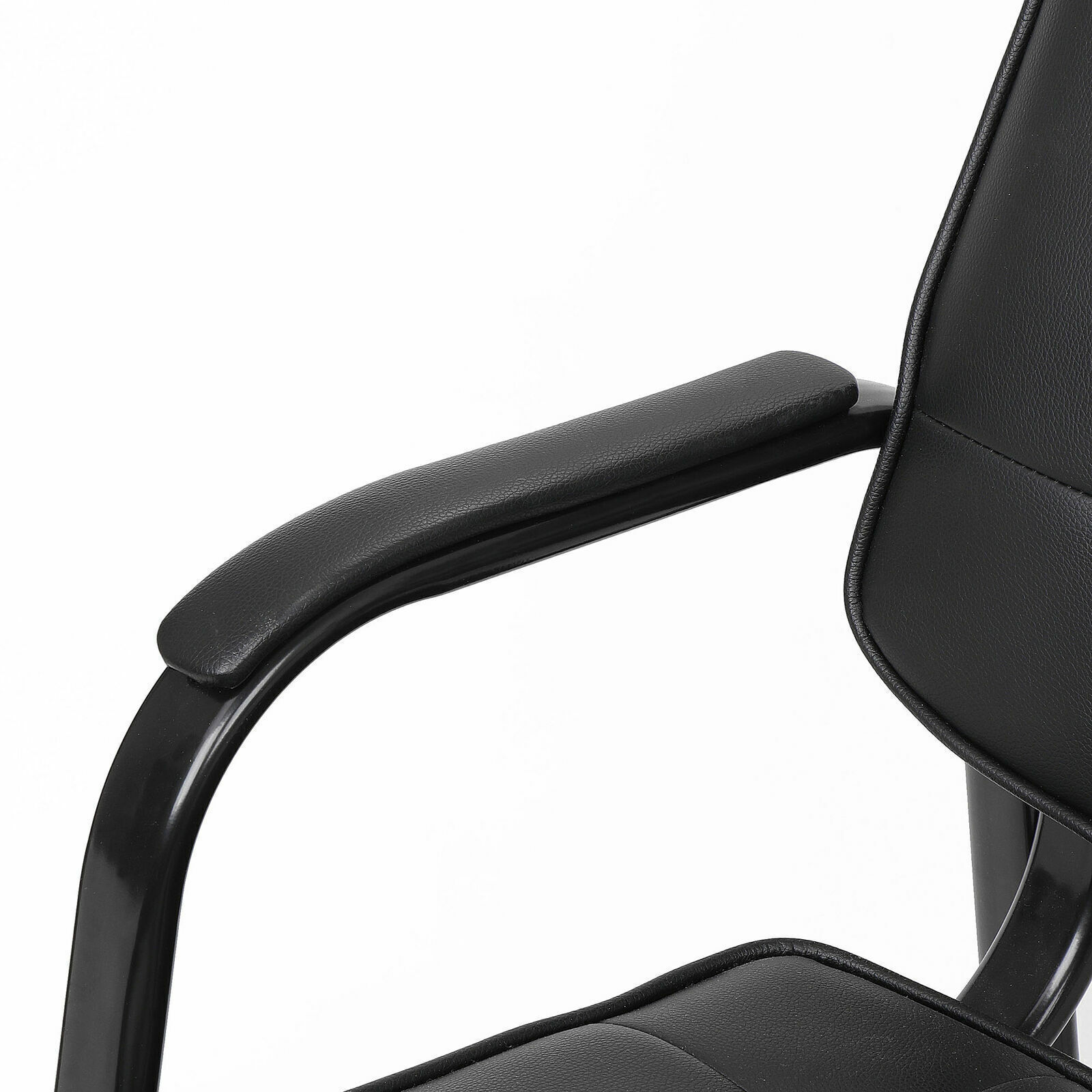 2PCS Leather Guest Chair Black Waiting Room Office Reception Chairs w/Arm