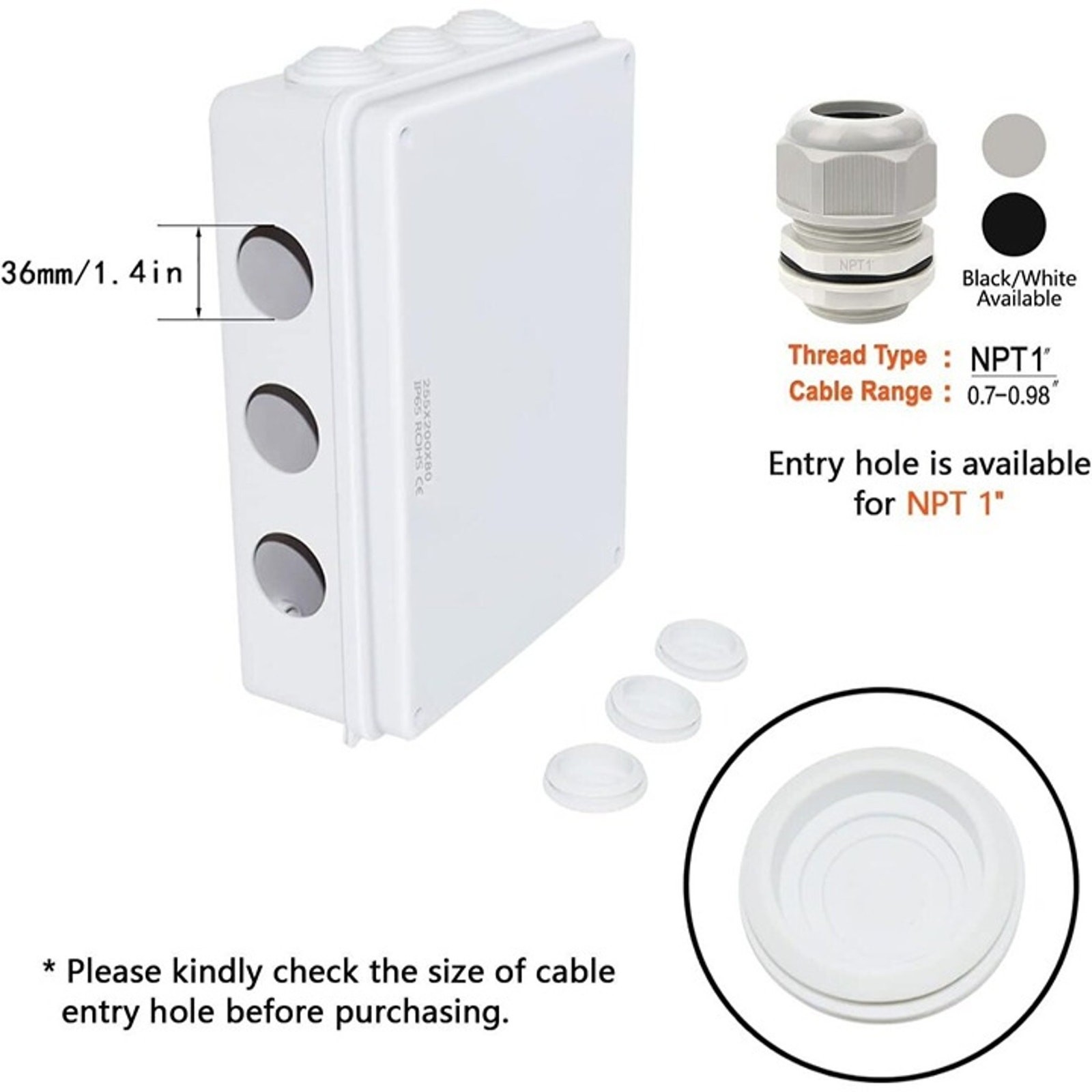 Junction Box, IP65 Waterproof and Dustproof, Universal Electrical Enclosure