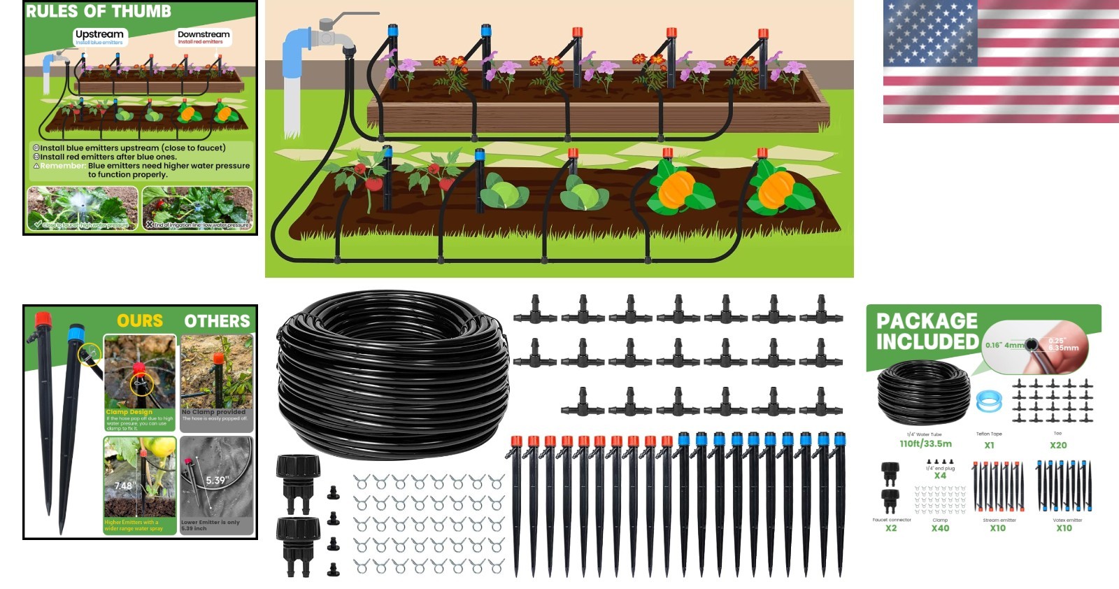 Customizable 110ft Garden Drip System for Efficient Plant Care & Hydration