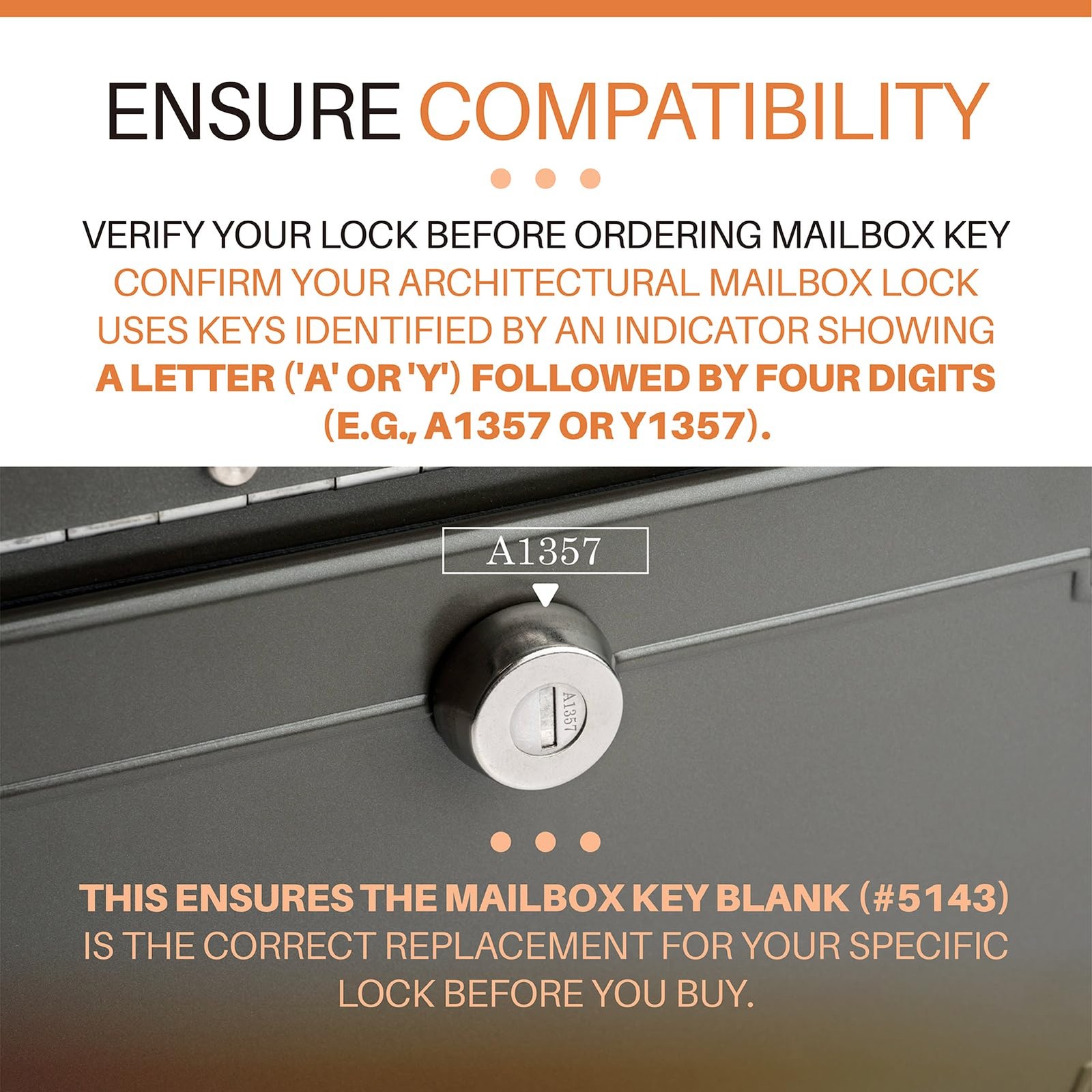 ​​5 Pack Architectural Mailboxes 5143 Replacement Key Blanks for High Securit...