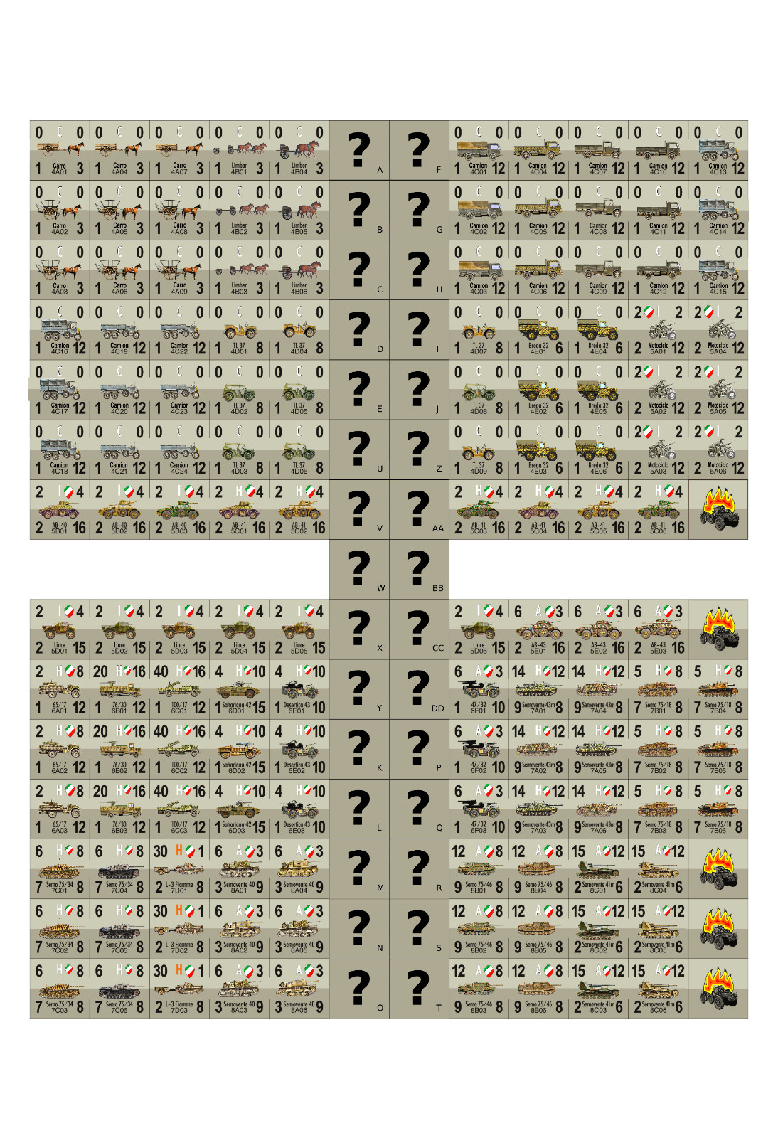 Italian Army Colored Counters PanzerBlitz Panzer Leader