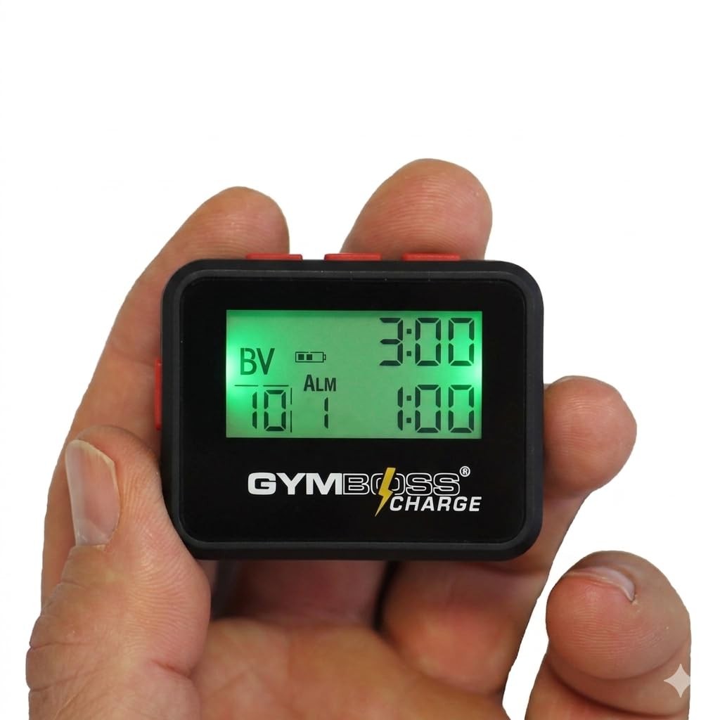 Gymboss Charge Interval Timer and Stopwatch (Black/Red) Black / Red