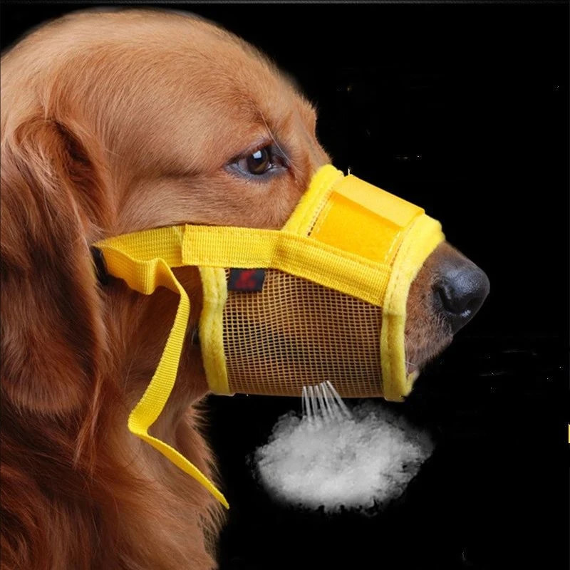 Pet Dog Muzzles Adjustable Breathable Dog Mouth Cover Anti Bark Bite Mesh Dogs M