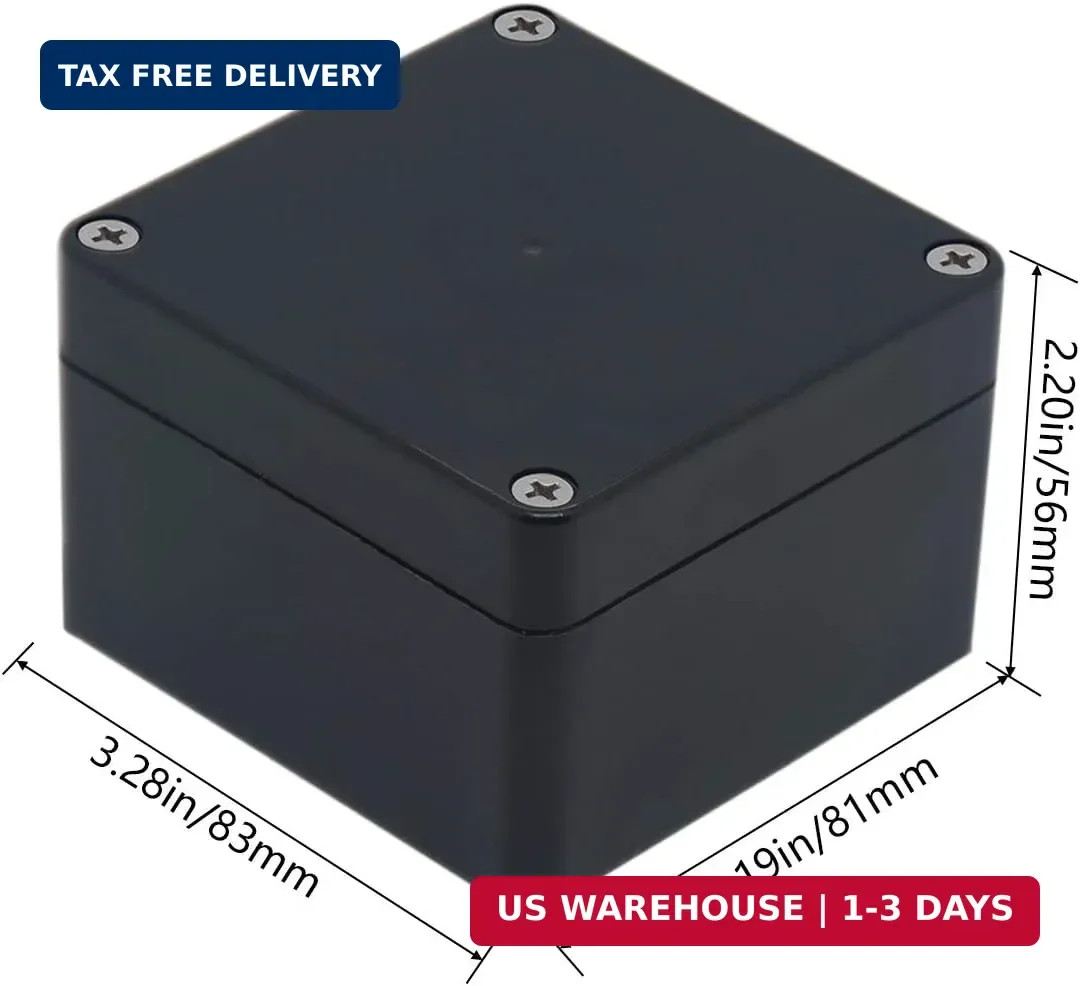 2 Pack Project Box IP65 Waterproof Junction Box ABS Plastic Black Electrical Box
