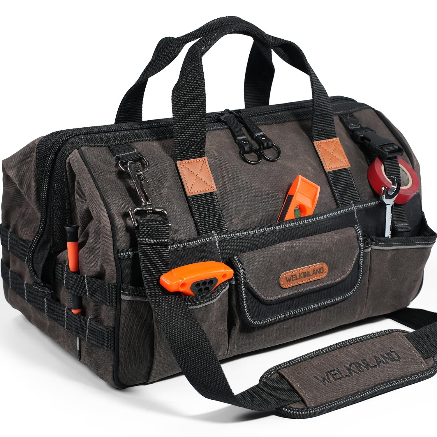 18 Inch Heavy Duty Waxed Canvas Electrical Tool Bag Large