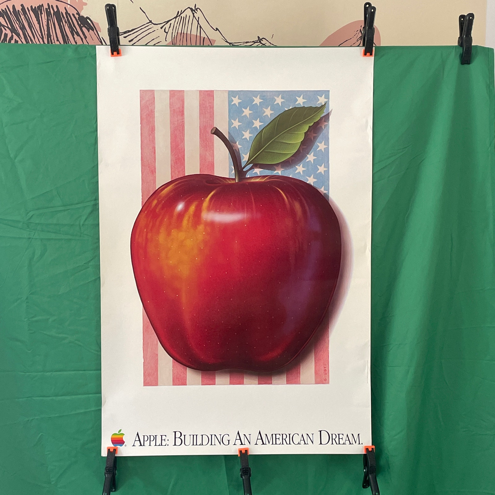 Vintage 80s Apple "Building An American Dream" Poster Giusti Rare! 24x36"