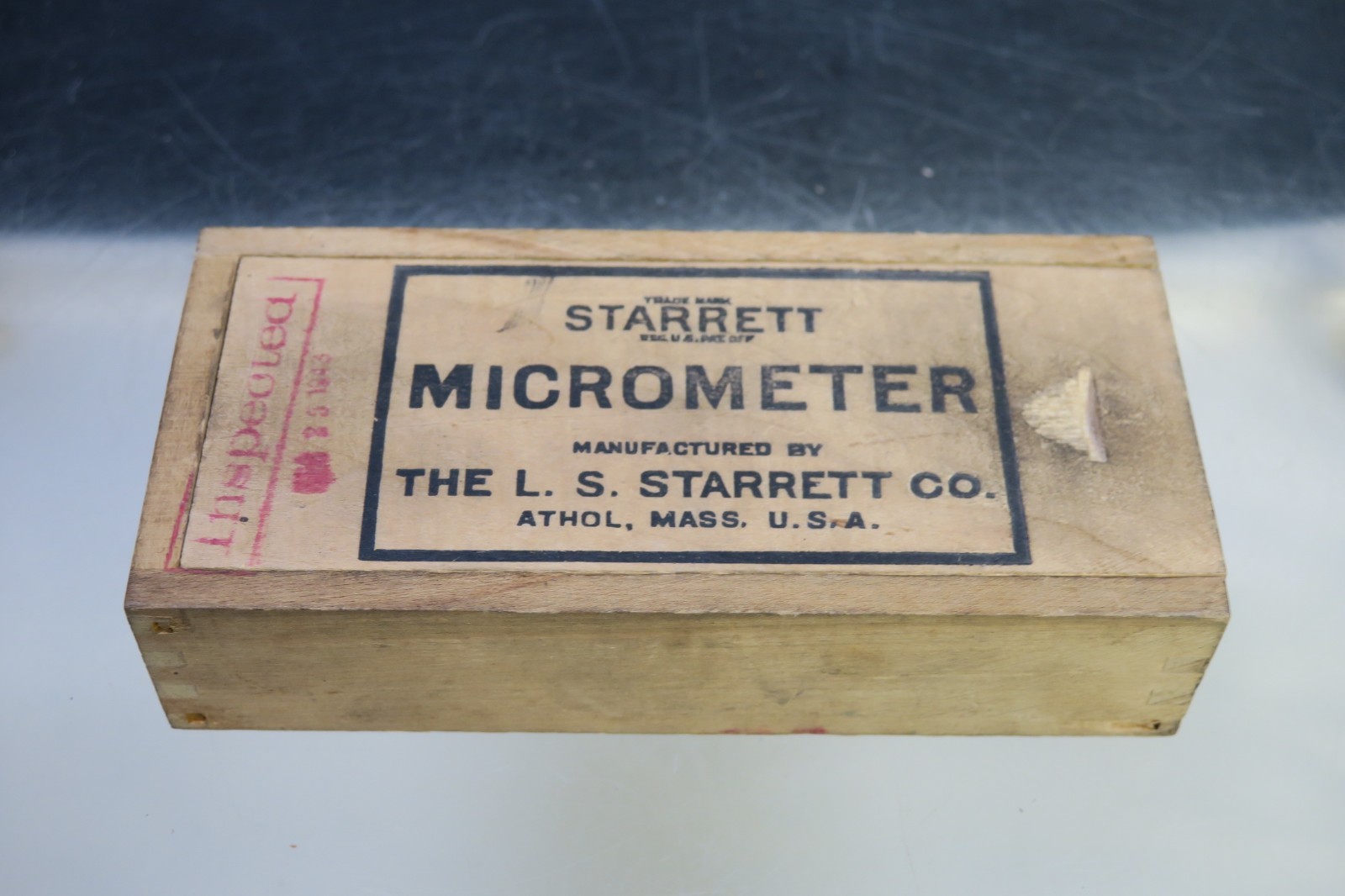 WWII Era Starrett Co. Micrometer No. 436 W/Original Wooden Crate Box