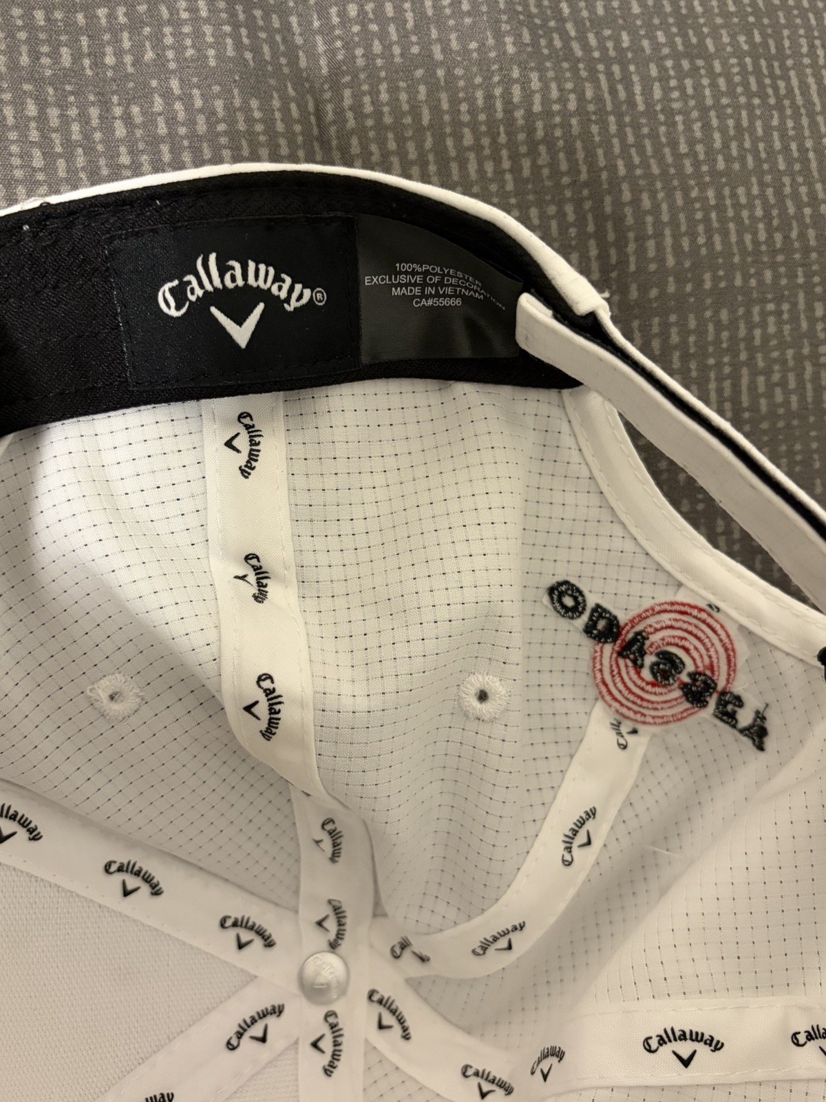 Callaway Odyssey White Adjustable Golf Hat 100% Polyester Embroidered Logo