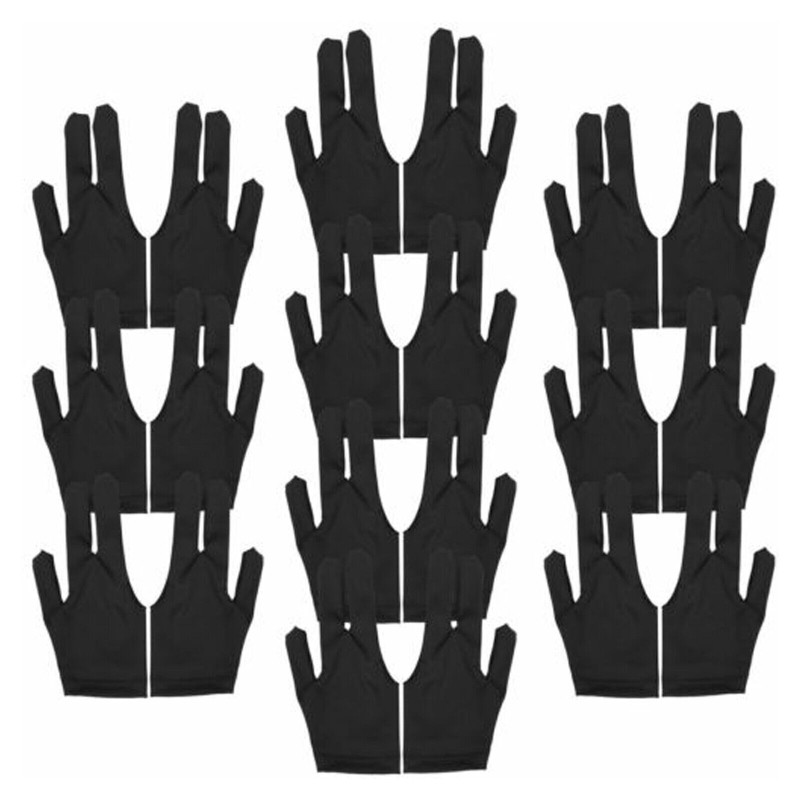 20PCS 3 Fingers Billiard Cue Pool Gloves Snooker Left Hand Nylon Accessories NEW