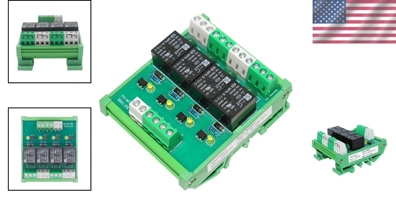 High-Performance 4 Channel DIN Rail Relay - 10A Switching Current, Certified