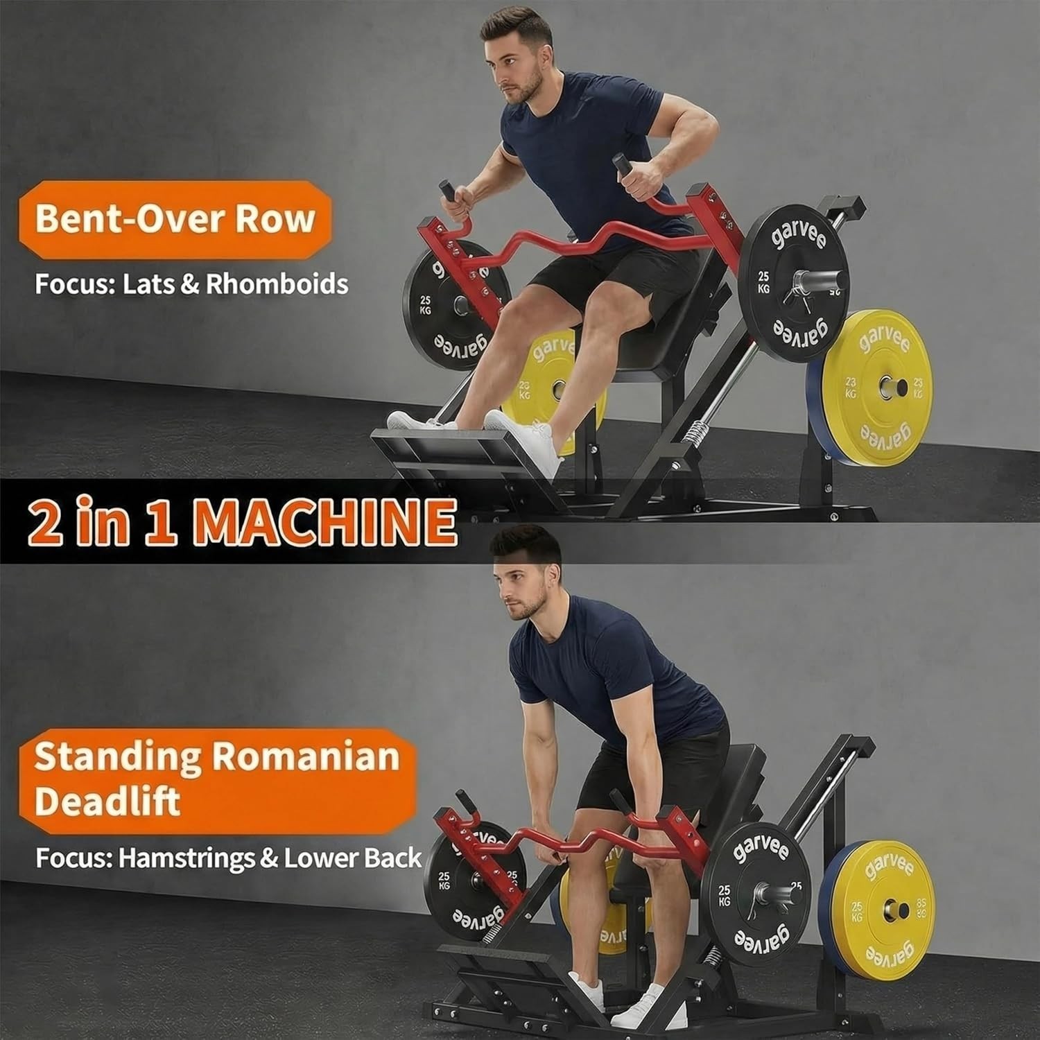 Linear Row Machine Home Gym Back Workout Machine with Plate-Loaded Smith Row💥