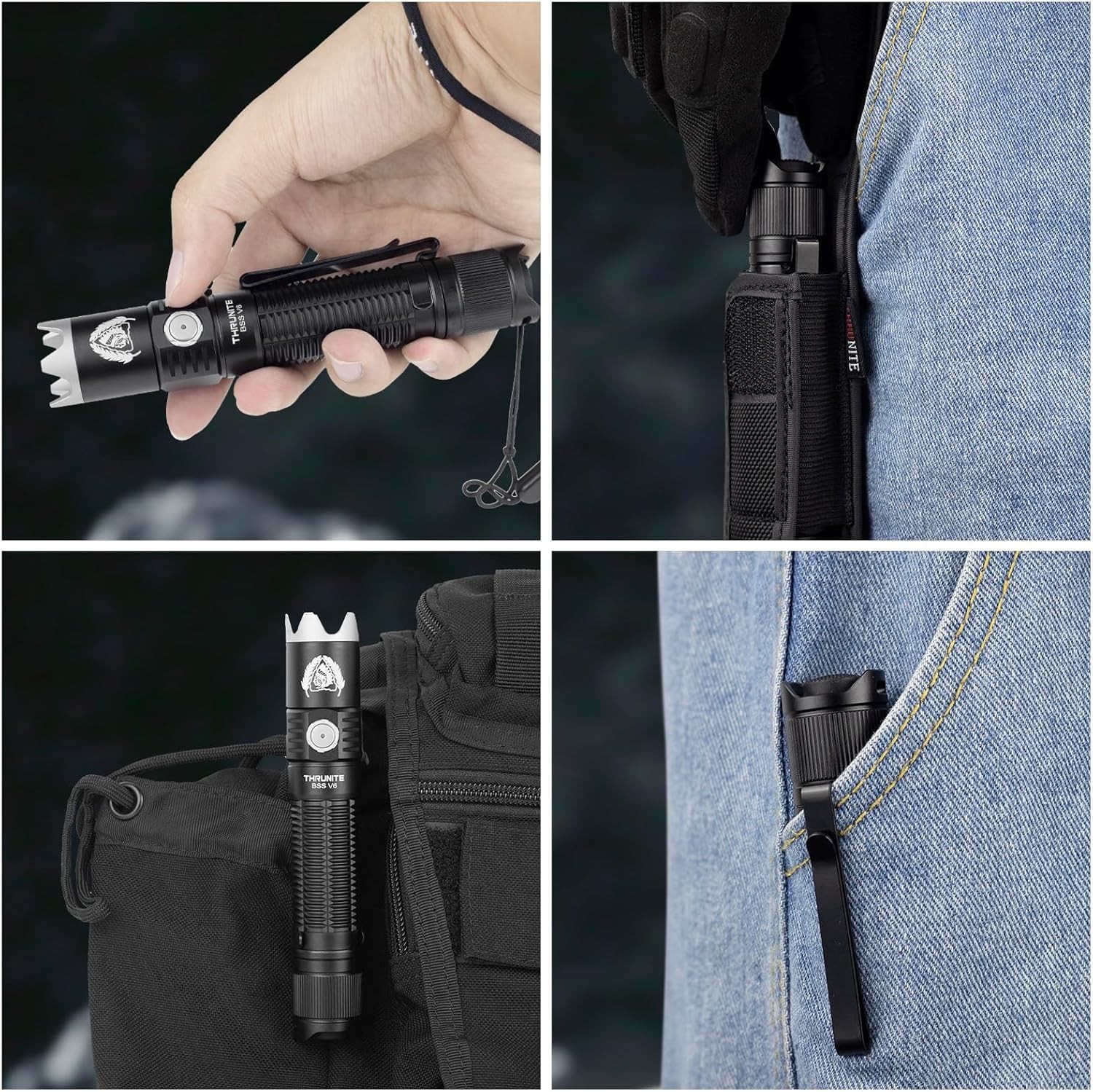 ThruNite BSS V6 Black Scout Survival Customized Edition EDC Flashlight, USB-C...