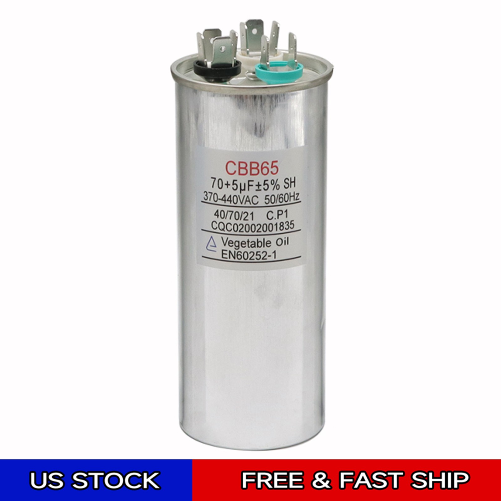 70/5 uF 70+5 MFD Capacitor 370 or 450 VAC Dual Run Capacitor AC Universal