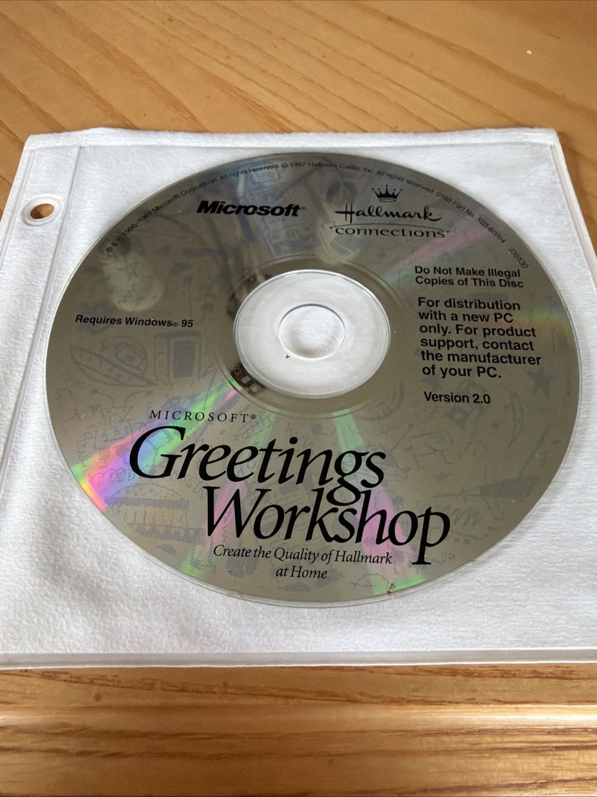 1997 Microsoft Windows 95 New PC CD Hallmark Connections Greetings Workshop V2.0