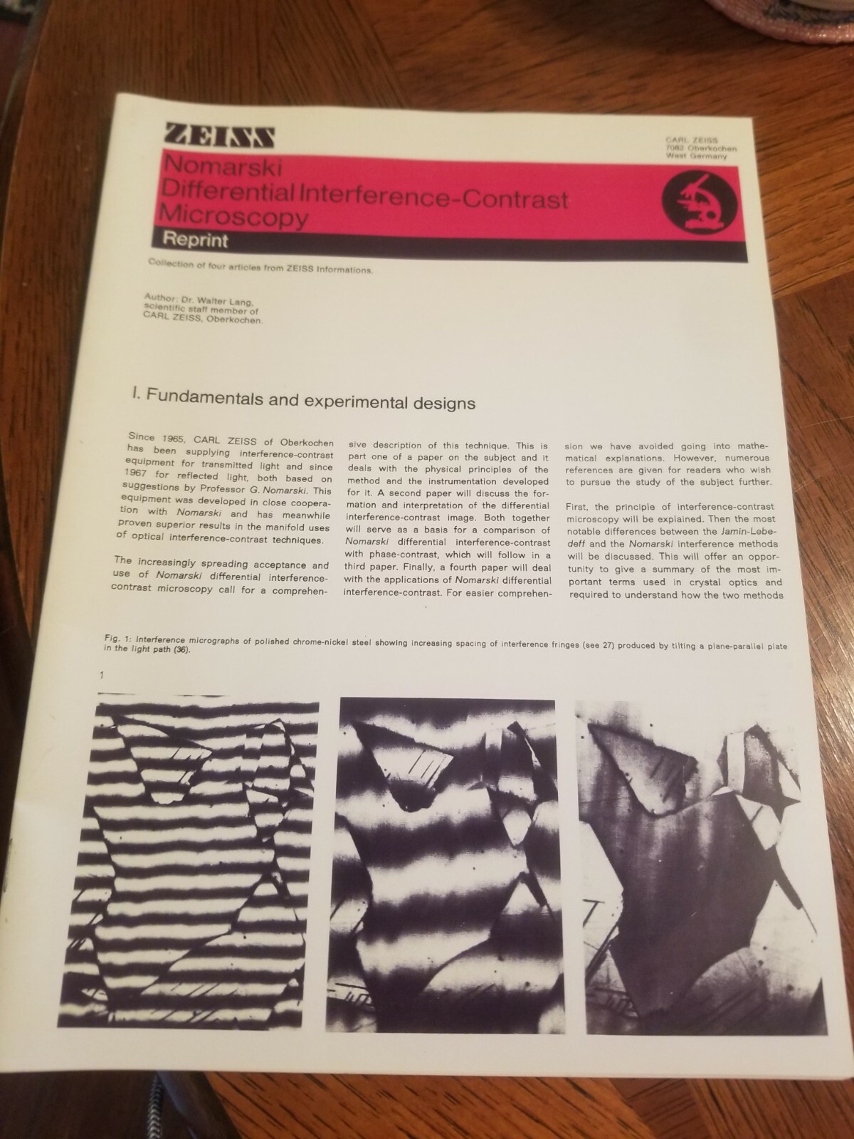 Carl Zeiss Book / Manual "Nomarski Differential Interference-Contrast...