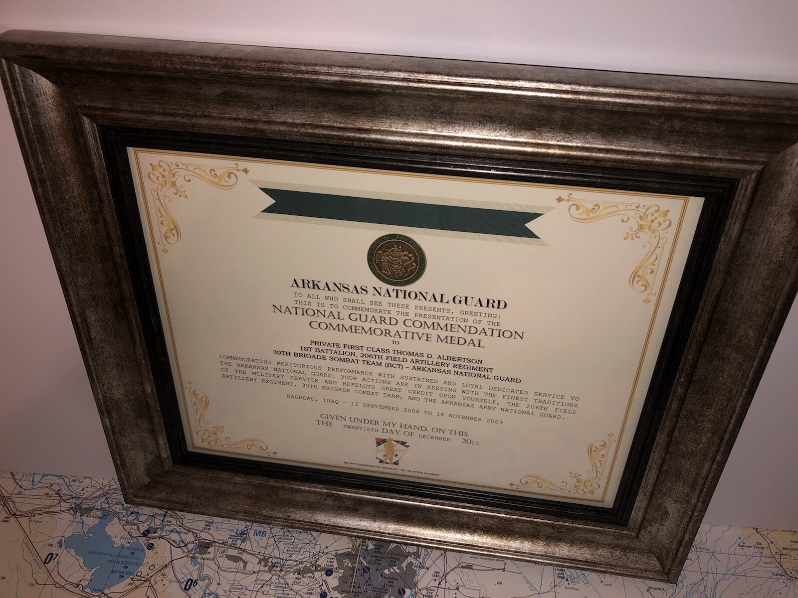 ARKANSAS - NATIONAL GUARD / COMMENDATION COMMEMORATIVE MEDAL CERTIFICATE