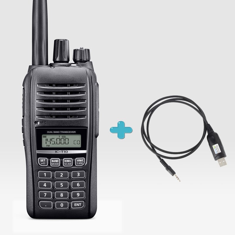 IC-T10 5W 5KM Walkie Talkie Dual Band Transceiver Radio with Programming Cable