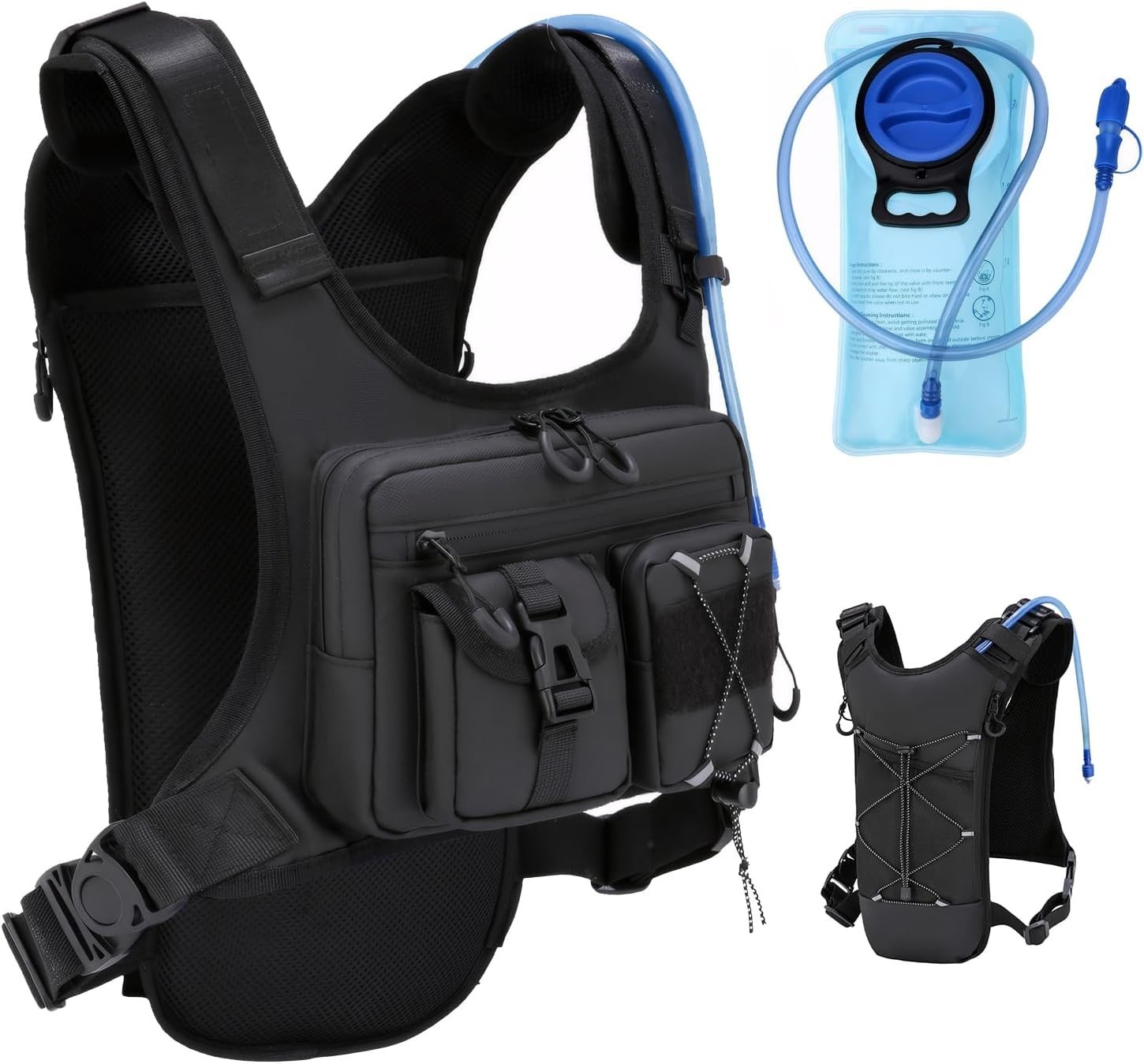 Running Hydration Vest Backpack Chest Pack with 2.0L Water Bladder Bag Daypack