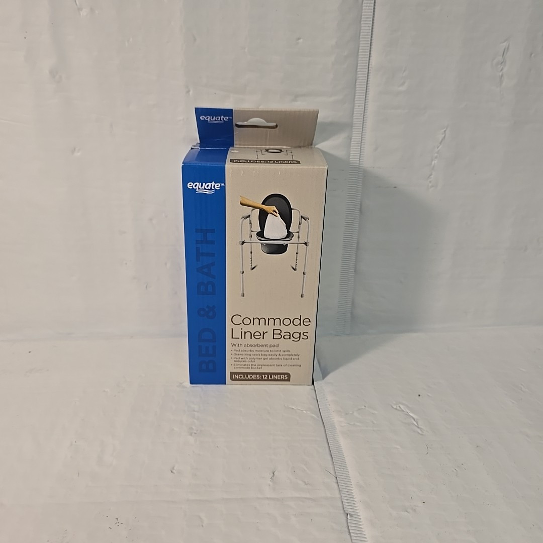 Commode Liner Bags w/ Absorbent Pad 12 Liners Per Box Disposable Refill Equate(V