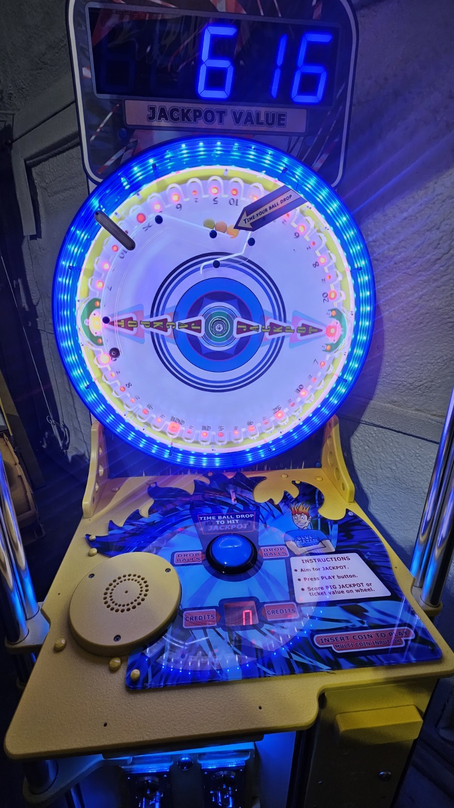 Blue Blazes Wheel/Ticket Arcade Game - Made In USA