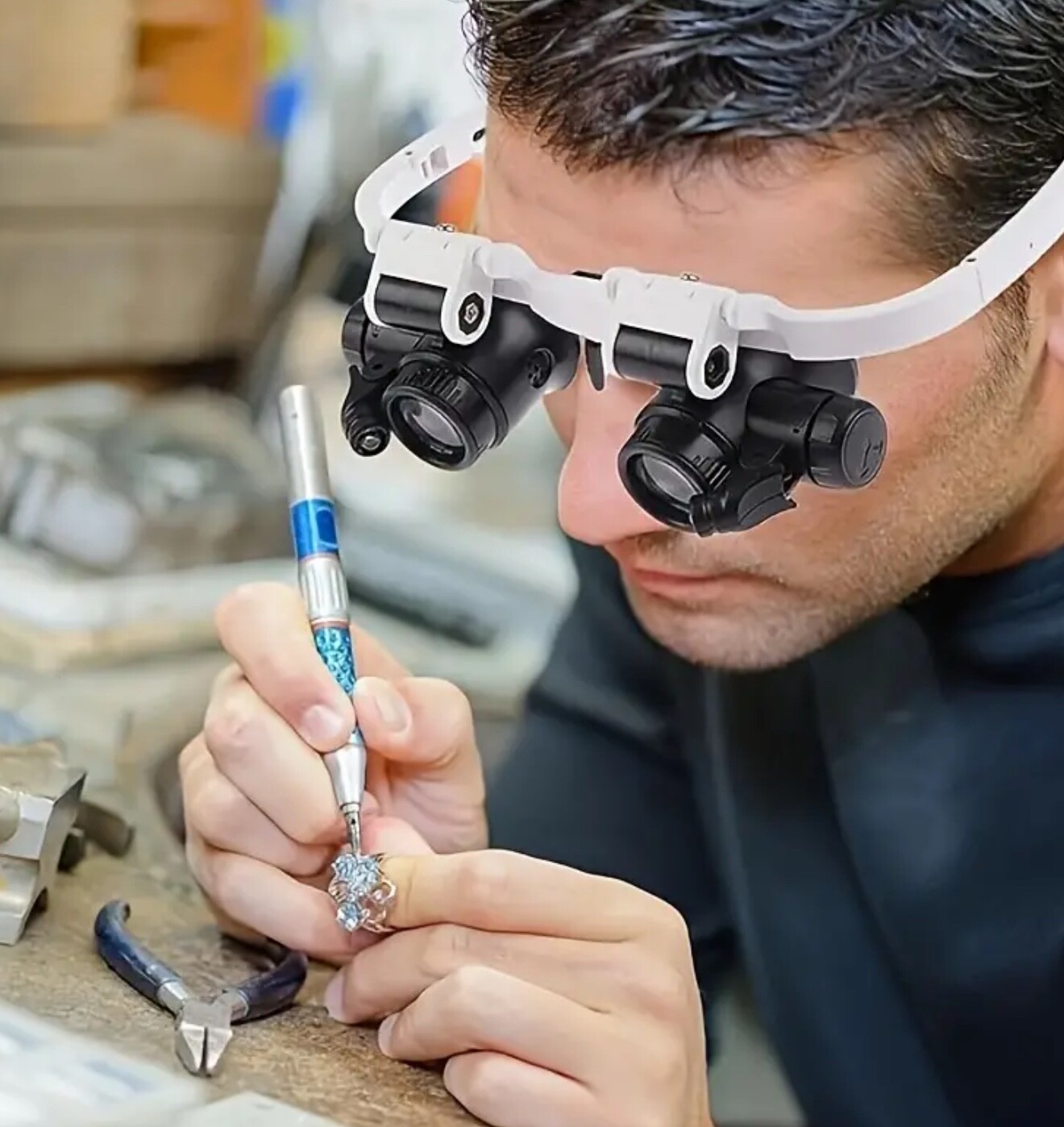 Watch Repair Magnifying Glass Detachable Lens 8X 15X 23X Head Magnifier LED