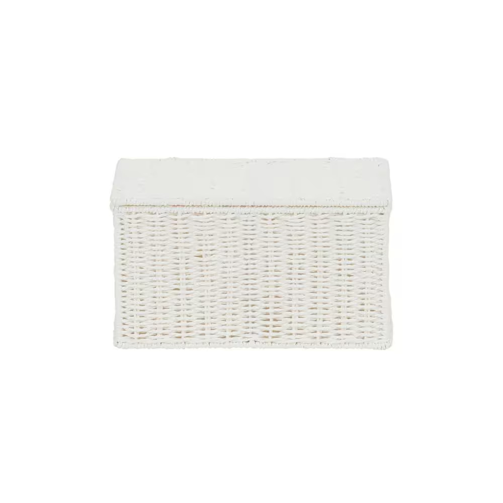 Small Wicker White Basket with Lid