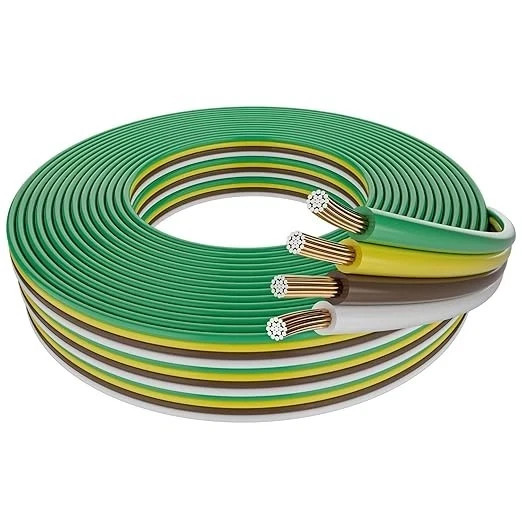 14 Gauge 4 Wire Trailer Wire 25FT, 4 Way Single Conductor Bonded Flat Trailer...