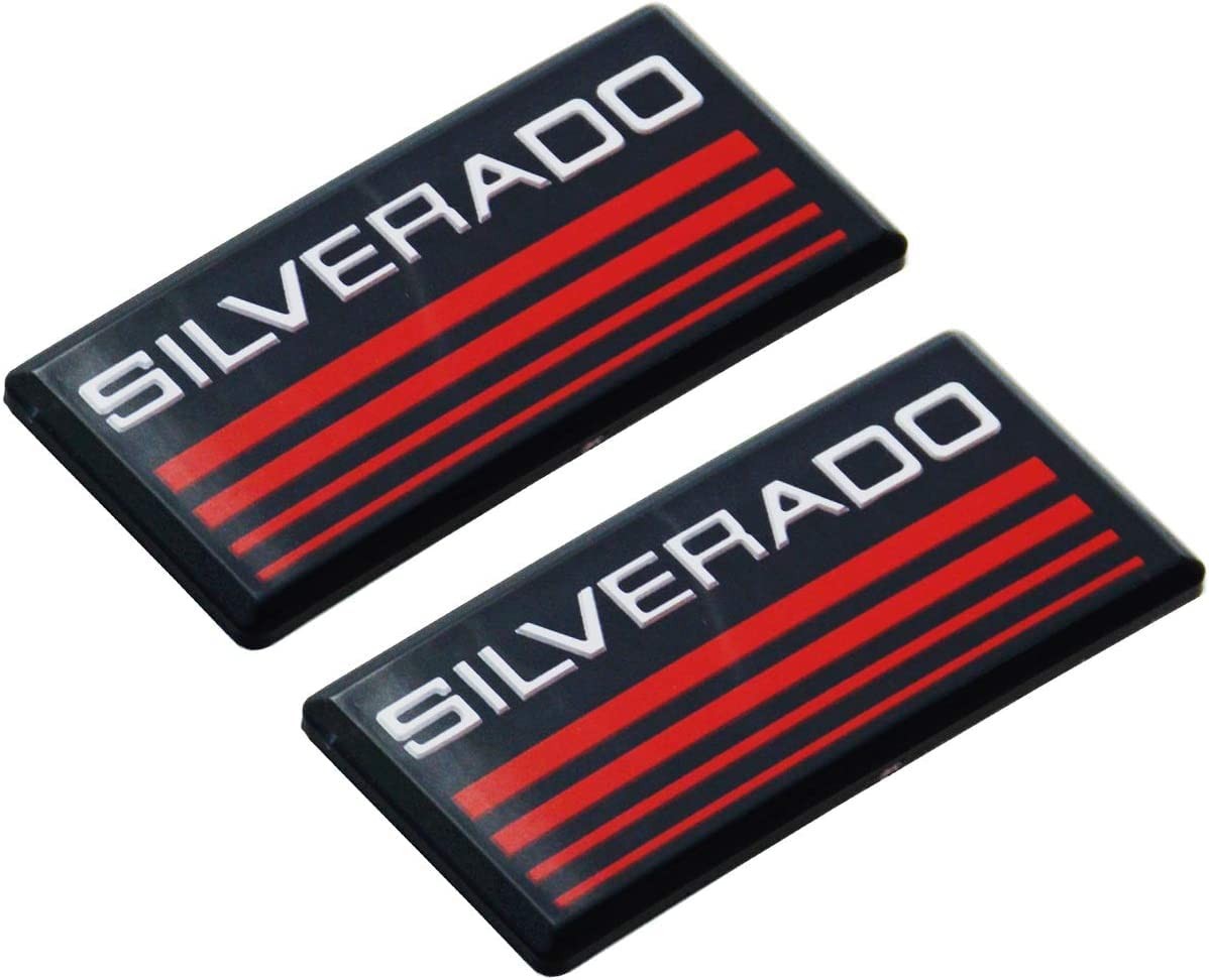 Aimoll 2pcs Cab Emblem Badge Side Roof Pillar Decal Plate for Chevy Red line