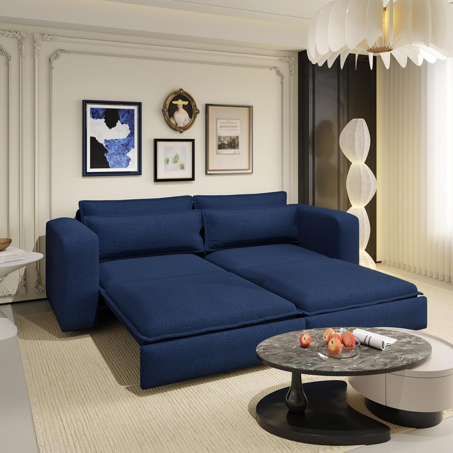 3 in 1 Convertible Pull Out Sleeper Sofa Couch Bed King Size,93" Oversized Recli