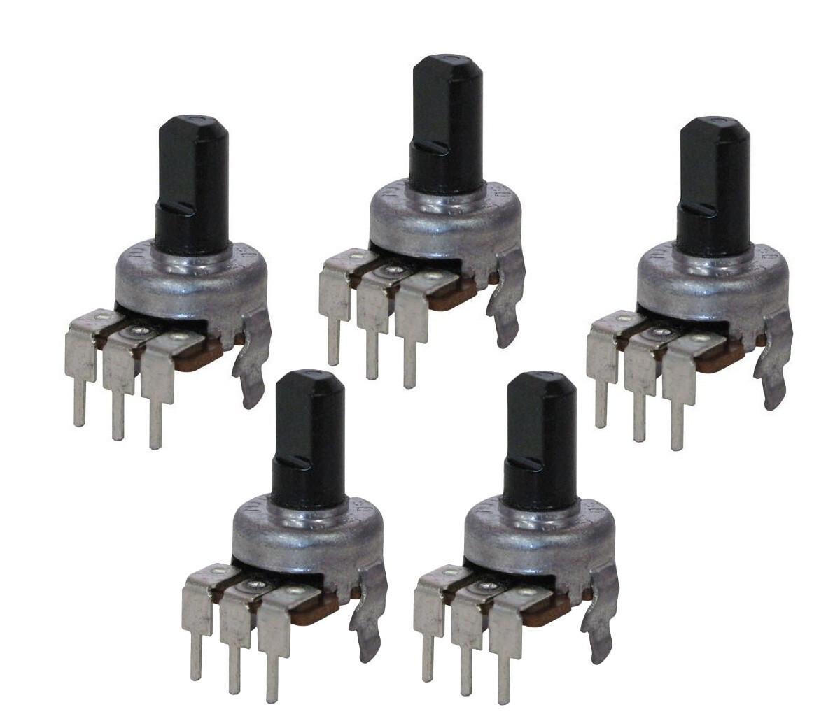 5 Pack - 10K OHM Mini Potentiometer with Center Detent Bump, B10K Pot, PCB Mount