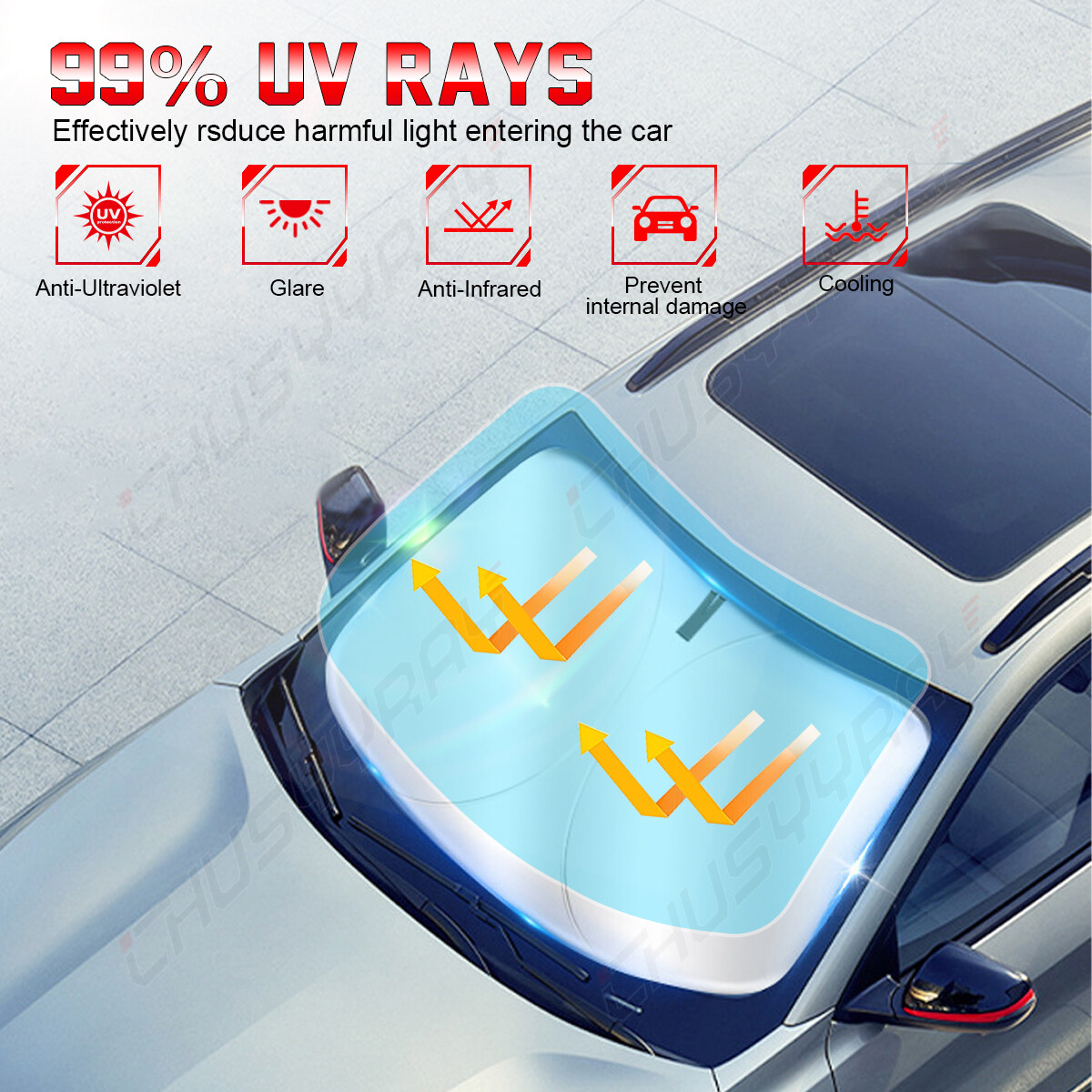 For Chevy Silverado Foldable Sun Visor Shade Windshield Window Cover UV Block 1