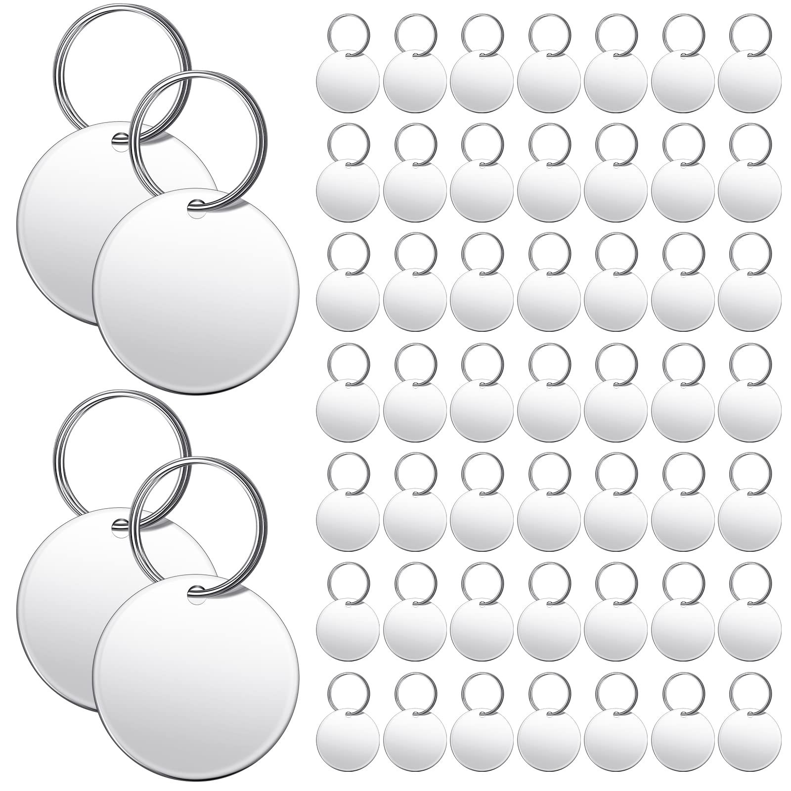 Yinkin 50 Pcs Blank Dog Tags 1.18 Inch Stainless Steel Key Round Engraved Key...