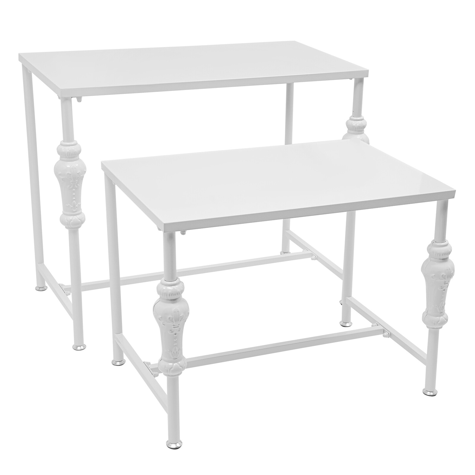 2PCS White Industrial Retail Display Tables Standing Clothing Shoes Display Rack