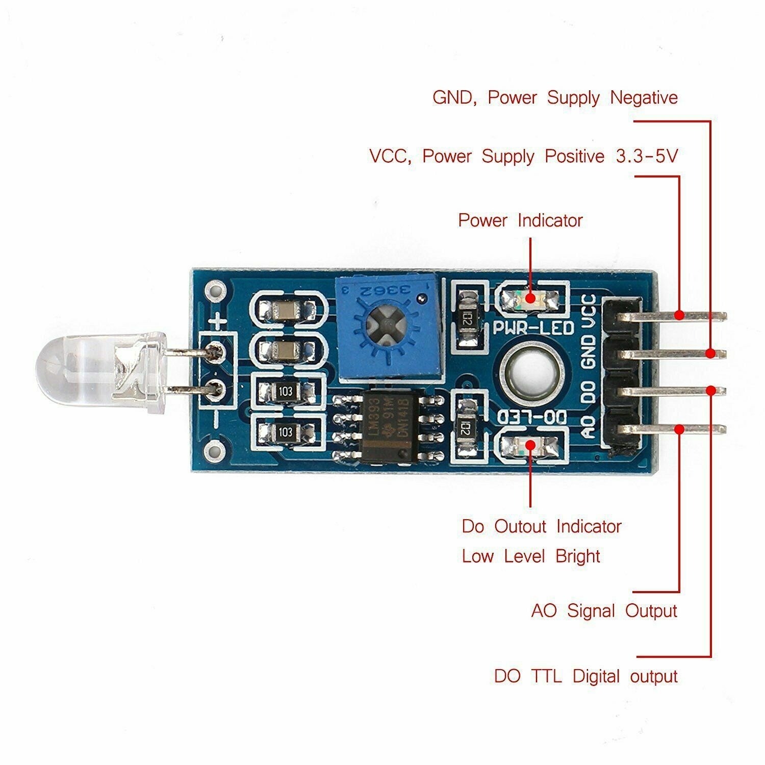1pcs LM393 infrared obstacle avoidance module