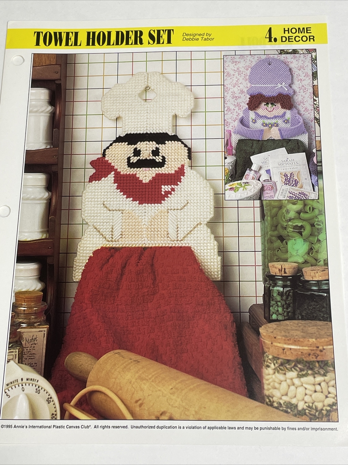 Towel Holder Set Chef & Doll Annie's Plastic Canvas Pattern