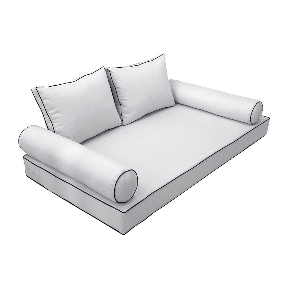 |SLIPCOVER ONLY|S1 Daybed Mattress Bolster Back Covers Contrast Trim Queen AD105